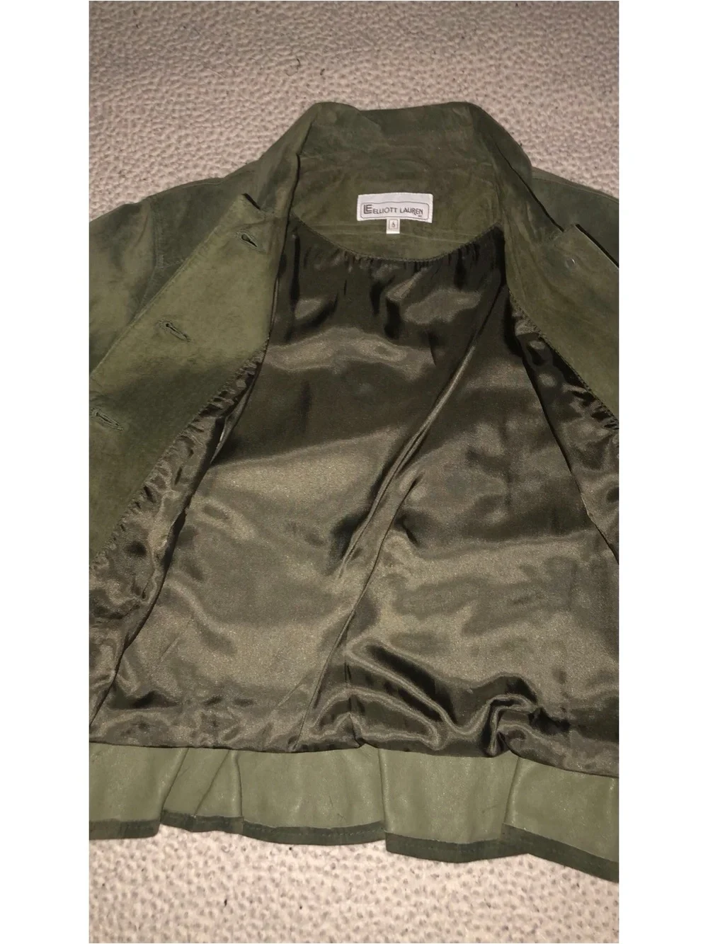 moss green suede peplum jacket - Picture 3 of 4